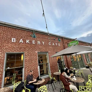 people eating outside