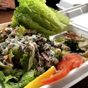 Beef/Lamb + Baba ganoush + lettuce for dipping