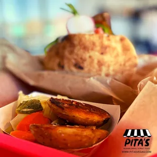 a basket of food on a table