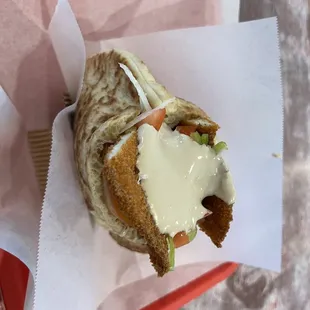 Chicken schnitzel gyro