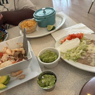 Ceviche and the sides to the entrees