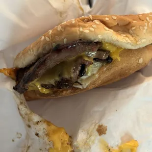 Double teriyaki cheese burger...