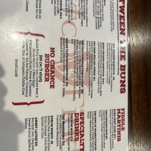The menu