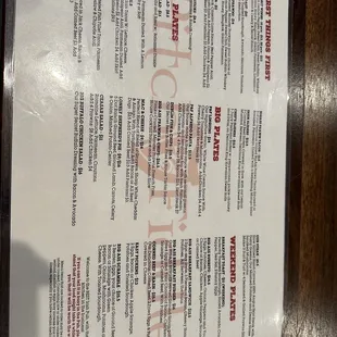 The menu