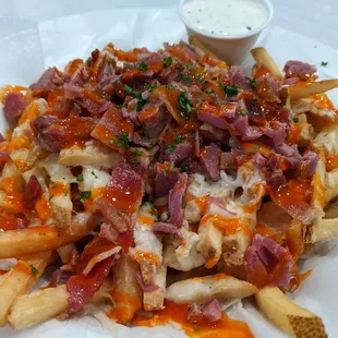 Fiddle fries with corned beef