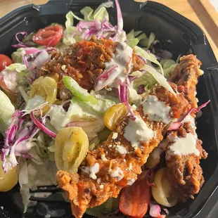 My fav! Buffalo chicken salad.. had to get it to go, as was my weekday workday lunch!