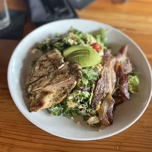 a plate of food on a wooden table