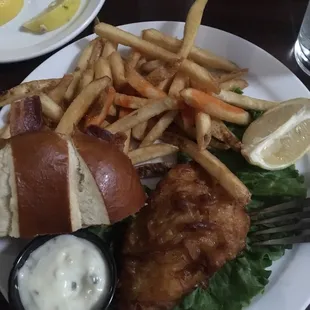 a plate of fish and fries