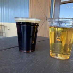 a pint and a glass of beer