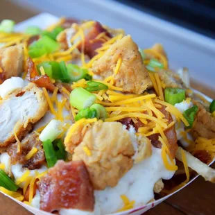 a loaded plate of food