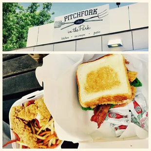 a sandwich and fries