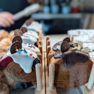 a variety of pastries on display