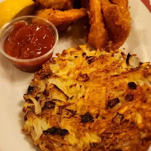 Deep Fried Shrimp with hashbrowns