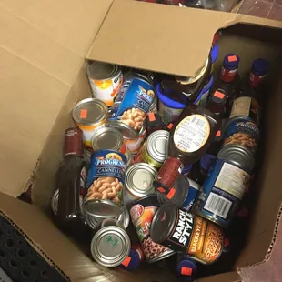 a box of canned food