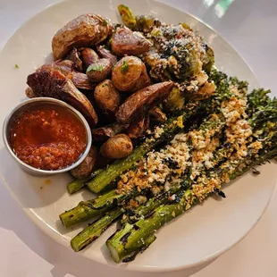 Farmer&apos;s Plate (crispy spicy fingerlings, crispy brussel sprouts, and crispy broccolini)