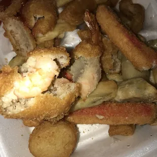 I peeled the breading off the last shrimp to show the difference and to see if that one was molded too