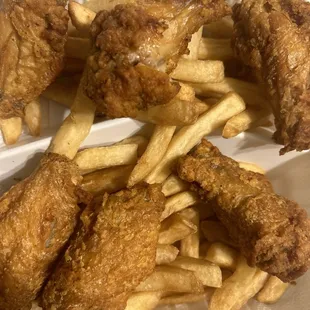 Fries are soft and wings too hard