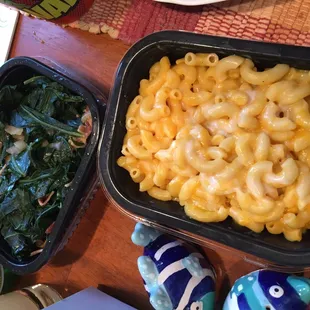 Mac and Cheese and Collards (with bacon chunks of course)