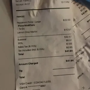 Whack receipt with no explanation of erroneous charges
