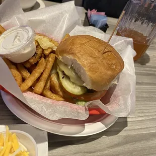 Huge burger and fry's