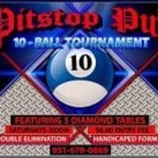 10 Ball Pool Tournament Saturdays at noon
