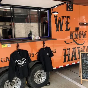 t - shirts on a food truck