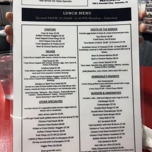 Lunch menu, starts as easily as 9am!