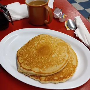 Two giant fluffy buttermilk pancakes (plus coffee which was $3.00)