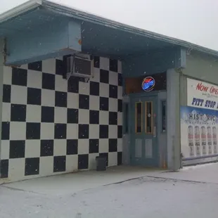 the front of the building