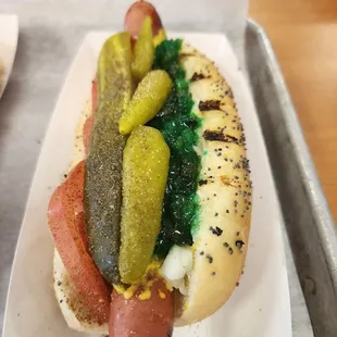 Chicago dog with neon relish