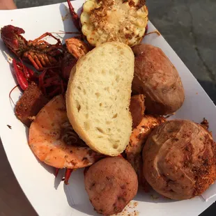 Skip this crawfish boil. They smothered it with Cajun bowl powder. So salty