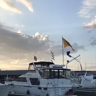 a number of boats docked