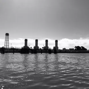 a black and white photo of the marina