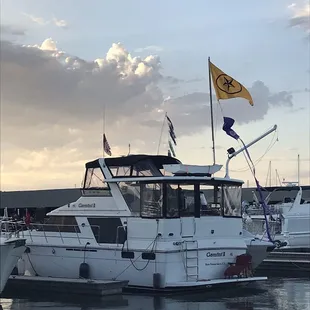 a number of boats docked