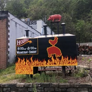 a pig on fire