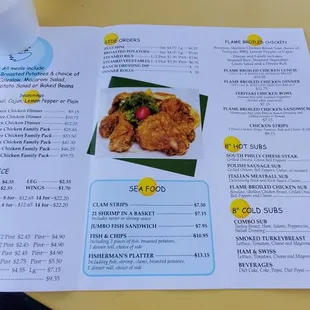 menu