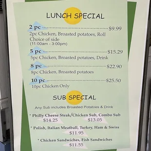Lunch special menu 13 APRIL 2023