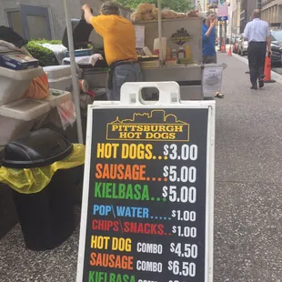Sandwich board menu.