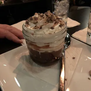 Chocolate caramel in a mason jar