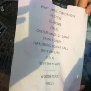 Set list Sunday For 'Hudson'