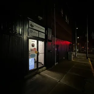 Storefront at night