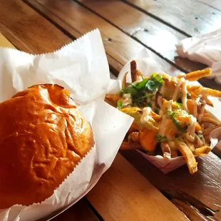a burger and french fries