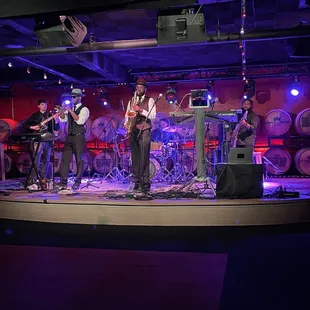 a band performing on stage