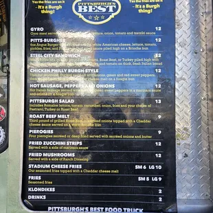 The menu