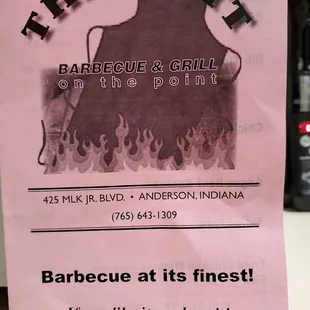 April 2021 front of take-out menu.   Yes,  there really are three 't's in Pittt.