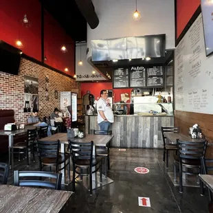 View of the dining area and order counter.