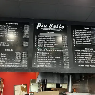 Large menu above the order counter.