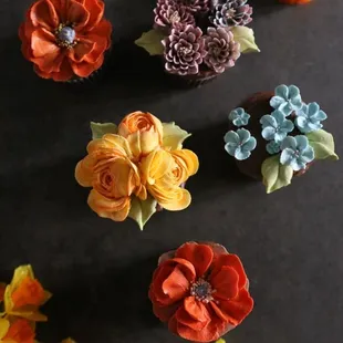 Assorted floral cupcakes