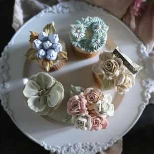 Assorted floral cupcakes