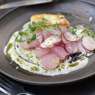 Spring halibut and radish